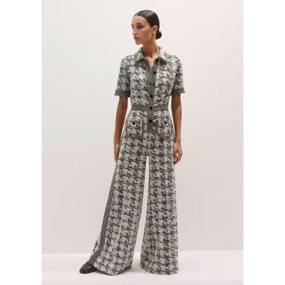 ME+EM Exaggerated Houndstooth Travel Tweed Jumpsuit - Picture 4 of 13
